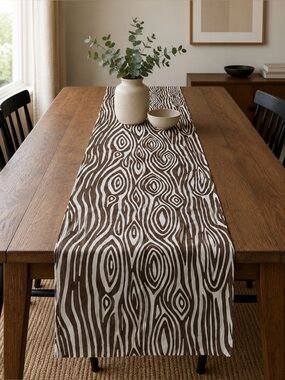Design Studio NWT Table Runner in a wood grain pattern 100% cotton 71” long